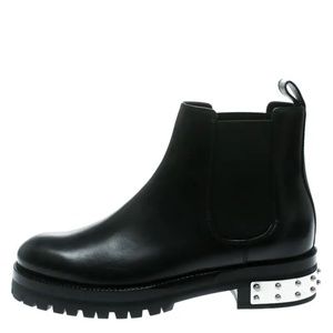 Alexander McQueen Black Leather Studded Ankle Boots